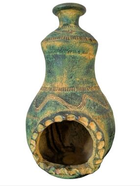 Mexican Handmade Tabletop Clay Chiminea. 11" X About 6.5"